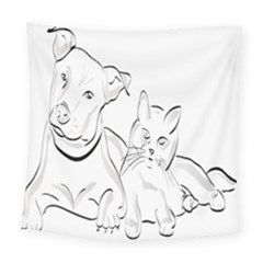 Dog Cat Pet Silhouette Animal Square Tapestry (large) by Sapixe