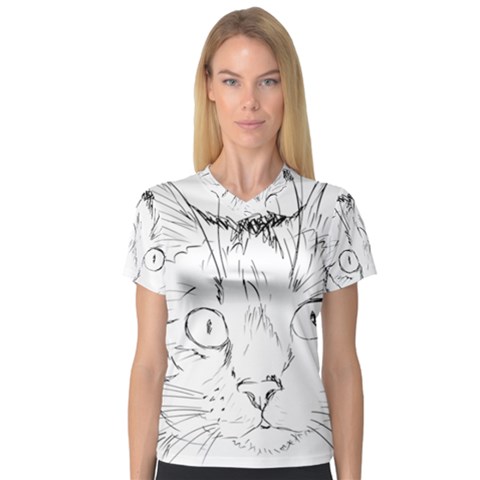 Cat Feline Animal Pet V-neck Sport Mesh Tee by Sapixe