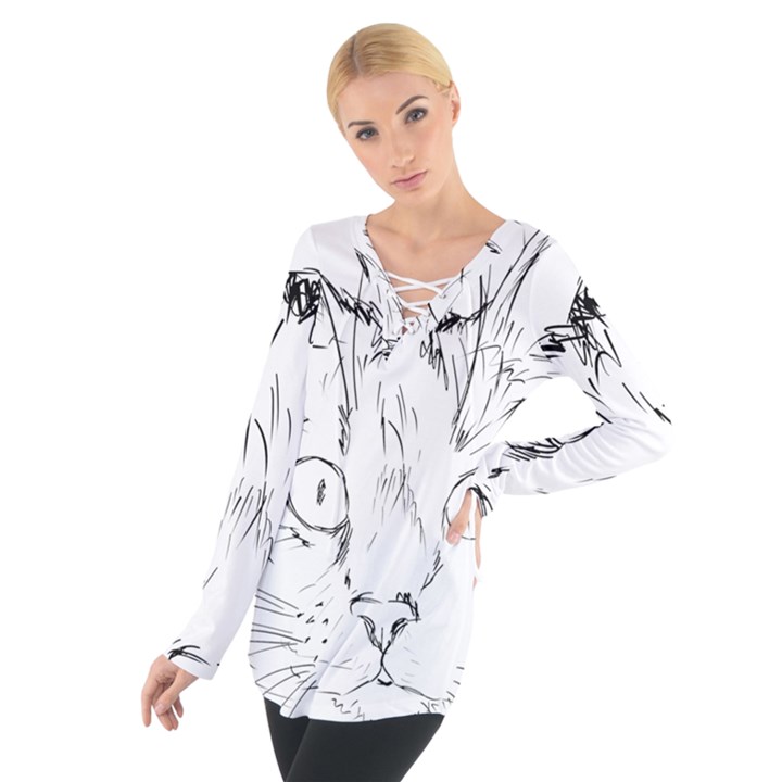 Cat Feline Animal Pet Tie Up Tee