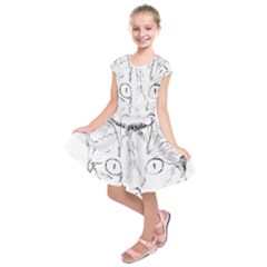 Cat Feline Animal Pet Kids  Short Sleeve Dress by Sapixe