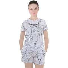 Cat Feline Animal Pet Women s Tee And Shorts Set