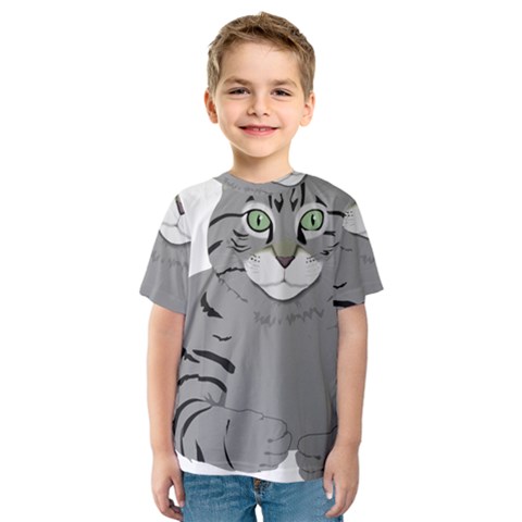 Cat Kitty Gray Tiger Tabby Pet Kids  Sport Mesh Tee by Sapixe