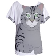 Cat Kitty Gray Tiger Tabby Pet Women s Oversized Tee by Sapixe