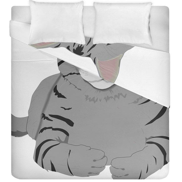 Cat Kitty Gray Tiger Tabby Pet Duvet Cover Double Side (King Size)