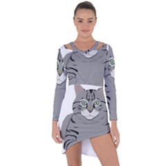 Cat Kitty Gray Tiger Tabby Pet Asymmetric Cut-out Shift Dress by Sapixe