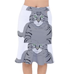 Cat Kitty Gray Tiger Tabby Pet Mermaid Skirt by Sapixe