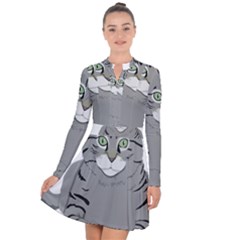 Cat Kitty Gray Tiger Tabby Pet Long Sleeve Panel Dress by Sapixe