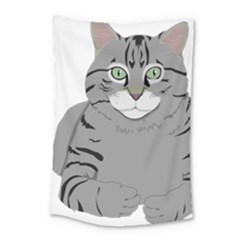 Cat Kitty Gray Tiger Tabby Pet Small Tapestry by Sapixe