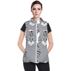 Cat Kitty Gray Tiger Tabby Pet Women s Puffer Vest by Sapixe