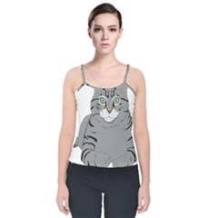 Cat Kitty Gray Tiger Tabby Pet Velvet Spaghetti Strap Top by Sapixe