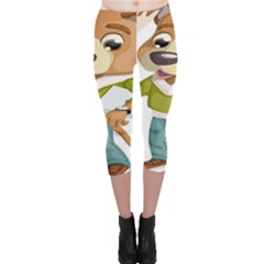 Dog Pet Dressed Point Papers Capri Leggings  by Sapixe