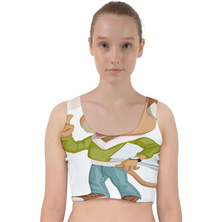 Dog Pet Dressed Point Papers Velvet Racer Back Crop Top