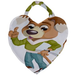 Dog Pet Dressed Point Papers Giant Heart Shaped Tote by Sapixe