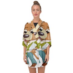 Dog Pet Dressed Point Papers Half Sleeve Chiffon Kimono