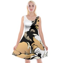 Dog Sitting Pet Collie Animal Reversible Velvet Sleeveless Dress by Sapixe