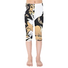 Dog Sitting Pet Collie Animal Kids  Capri Leggings  by Sapixe