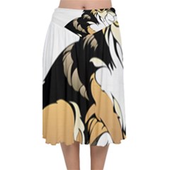 Dog Sitting Pet Collie Animal Velvet Flared Midi Skirt by Sapixe