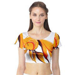 Goldfish Fish Tank Water Tropical Short Sleeve Crop Top by Sapixe