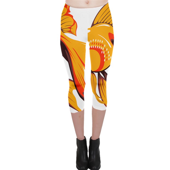 Goldfish Fish Tank Water Tropical Capri Leggings 