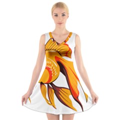 Goldfish Fish Tank Water Tropical V-neck Sleeveless Dress by Sapixe