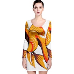 Goldfish Fish Tank Water Tropical Long Sleeve Velvet Bodycon Dress by Sapixe