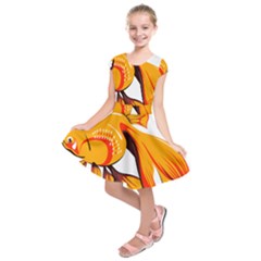 Goldfish Fish Tank Water Tropical Kids  Short Sleeve Dress by Sapixe