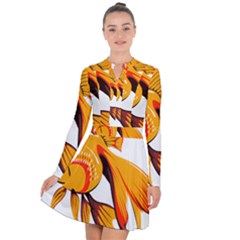 Goldfish Fish Tank Water Tropical Long Sleeve Panel Dress