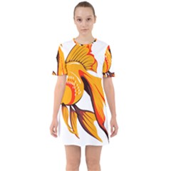 Goldfish Fish Tank Water Tropical Sixties Short Sleeve Mini Dress by Sapixe