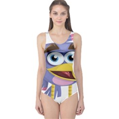 Bird Violet Beak Feather Fun One Piece Swimsuit by Sapixe