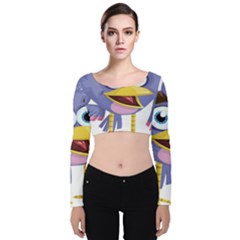 Bird Violet Beak Feather Fun Velvet Crop Top