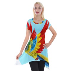 Parrot Animal Bird Wild Zoo Fauna Short Sleeve Side Drop Tunic by Sapixe