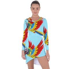 Parrot Animal Bird Wild Zoo Fauna Asymmetric Cut-out Shift Dress