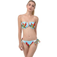 Parrot Animal Bird Wild Zoo Fauna Twist Bandeau Bikini Set