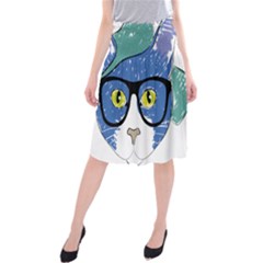 Drawing Cat Pet Feline Pencil Midi Beach Skirt by Sapixe