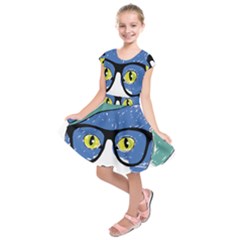 Drawing Cat Pet Feline Pencil Kids  Short Sleeve Dress by Sapixe