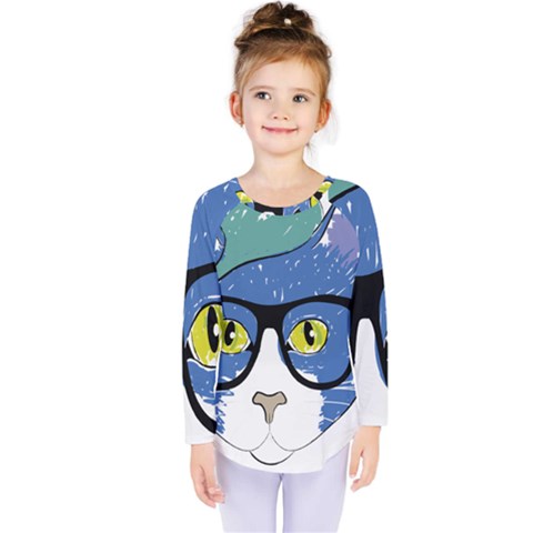 Drawing Cat Pet Feline Pencil Kids  Long Sleeve Tee by Sapixe