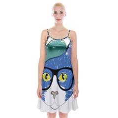 Drawing Cat Pet Feline Pencil Spaghetti Strap Velvet Dress by Sapixe