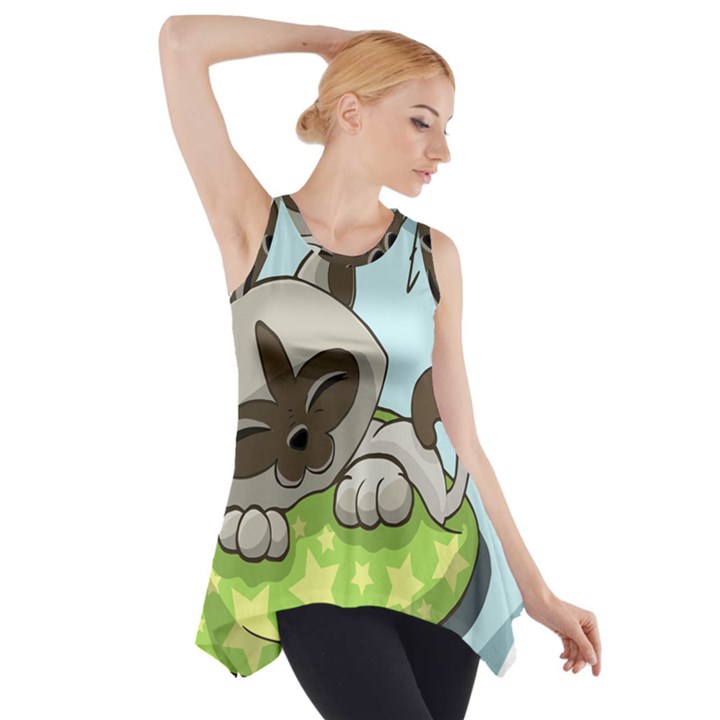 Kitten Kitty Cat Sleeping Sleep Side Drop Tank Tunic