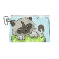 Kitten Kitty Cat Sleeping Sleep Canvas Cosmetic Bag (medium) by Sapixe