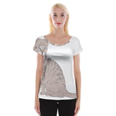 Kitten Cat Drawing Line Art Line Cap Sleeve Tops by Sapixe