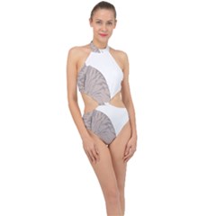 Kitten Cat Drawing Line Art Line Halter Side Cut Swimsuit