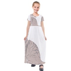 Kitten Cat Drawing Line Art Line Kids  Short Sleeve Maxi Dress by Sapixe