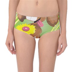 Dog Character Animal Flower Cute Mid-waist Bikini Bottoms by Sapixe