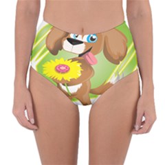 Dog Character Animal Flower Cute Reversible High-waist Bikini Bottoms by Sapixe