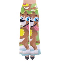 Dog Character Animal Flower Cute So Vintage Palazzo Pants by Sapixe