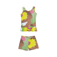 Dog Character Animal Flower Cute Kid s Boyleg Swimsuit by Sapixe