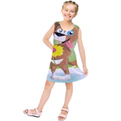 Dog Character Animal Flower Cute Kids  Tunic Dress by Sapixe