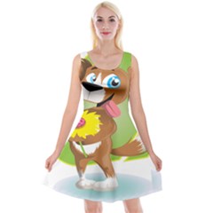 Dog Character Animal Flower Cute Reversible Velvet Sleeveless Dress