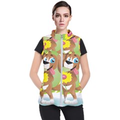 Dog Character Animal Flower Cute Women s Puffer Vest