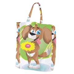 Dog Character Animal Flower Cute Giant Grocery Tote